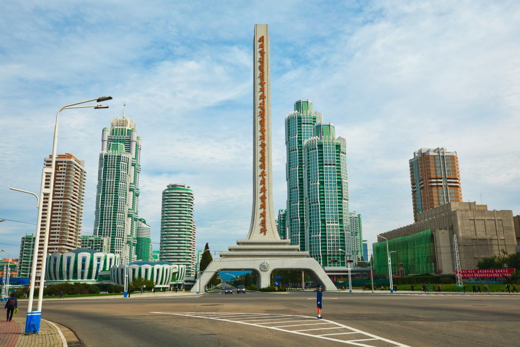 PYONGYANG,NORTH KOREA-OCTOBER 12,2017 New residential complex in the street Ryomyong (editorial use)